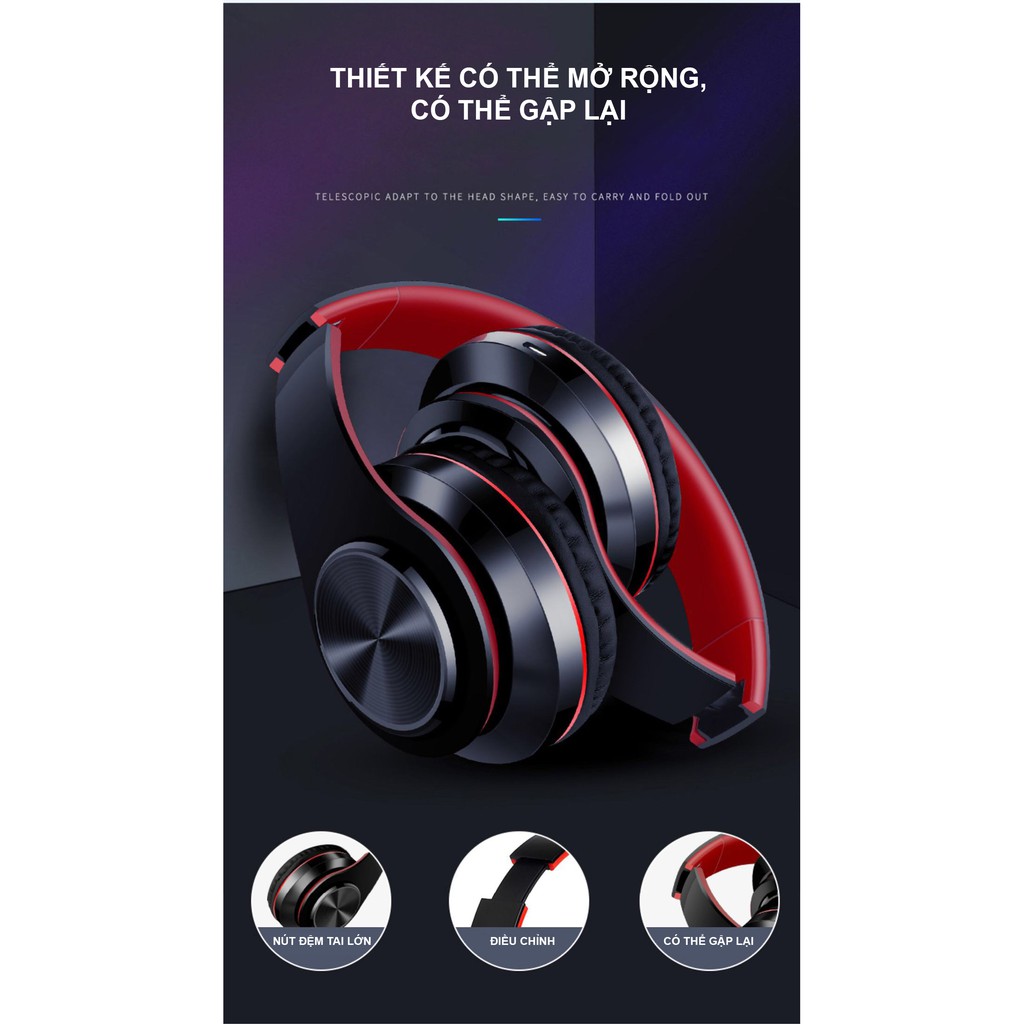 Tai nghe bluetooth không dây chụp tai B39 đèn LED 7 màu - Khe cắm thẻ nhớ - Jack cắm 3.5mm | BigBuy360 - bigbuy360.vn