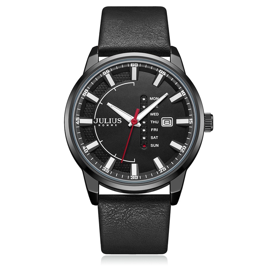 Đồng Hồ Nam JAH-137D Julius Hàn Quốc Dây Da (Đen)