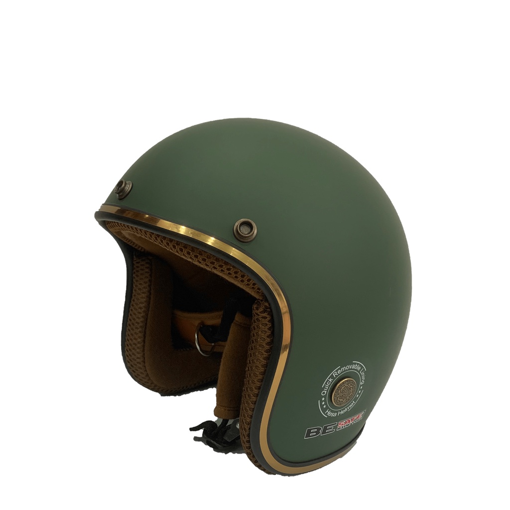 Mũ Bảo Hiểm HESA 3/4 Đầu Xanh Lính Viền Đồng Hàng Chính Hãng Bảo Hành 5 Năm