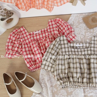 Áo sơ mi croptop cổ vuông