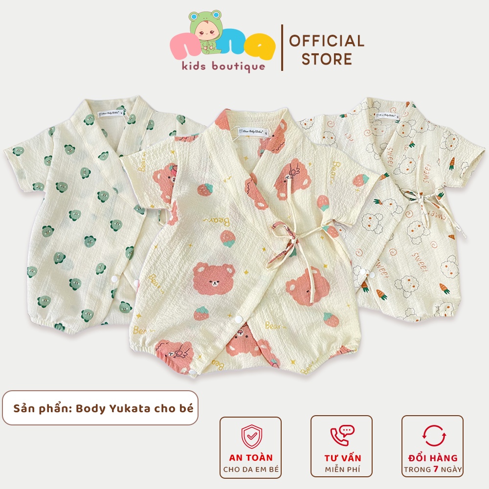 Bộ Body Yukata Hình Thú Cho Bé Nina Kids Boutique Body Đùi Cộc Tay Cho Bé Trai Bé Gái Size 0 Đến 24 Tháng