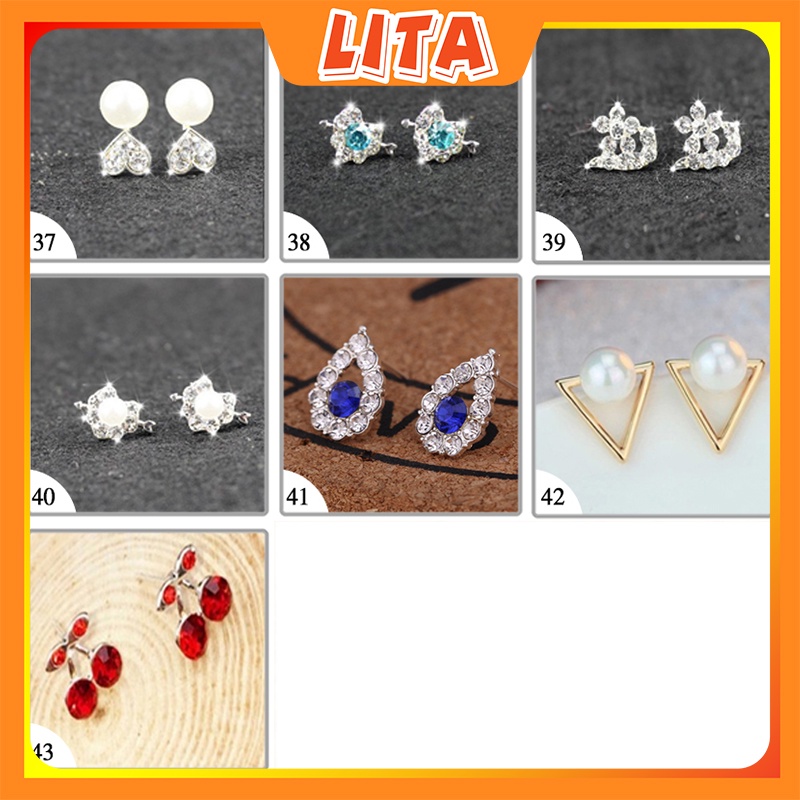 Bông tai nhỏ sát tai lấp lánh kiểu dáng xinh xắn thích hợp đi dạo phong cách sang trọng -