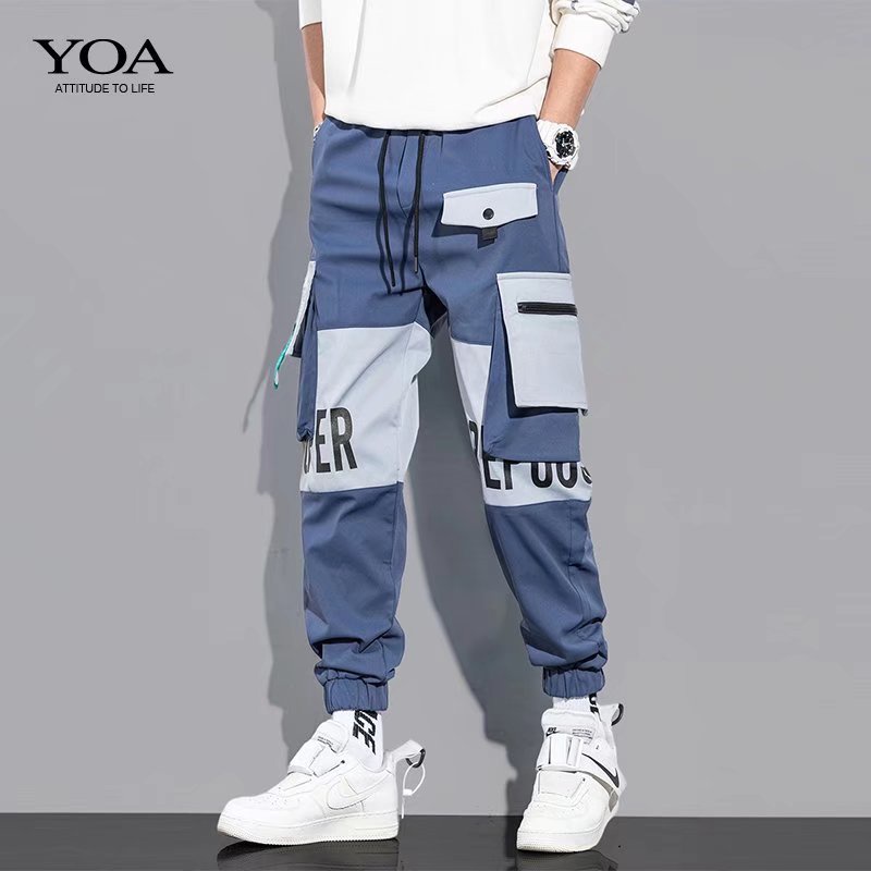 Quần ống rộng nhiều túi màu sắc chất lượng cao phong cách đường phố Hàn Quốc thời trang cho nam size S-5XL