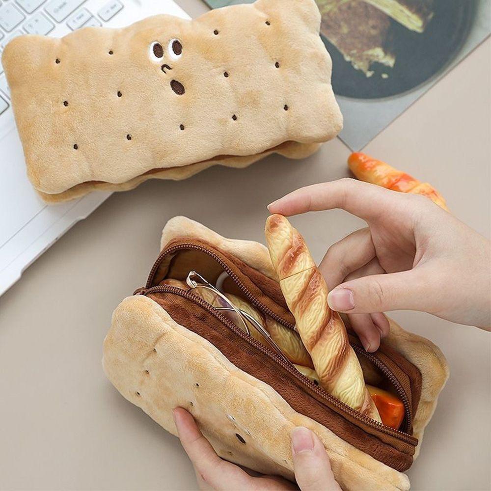 Túi Đựng Bút Hình Bánh Sandwich Nhồi Bông Dễ Thương Sức Chứa Lớn Cho Nữ