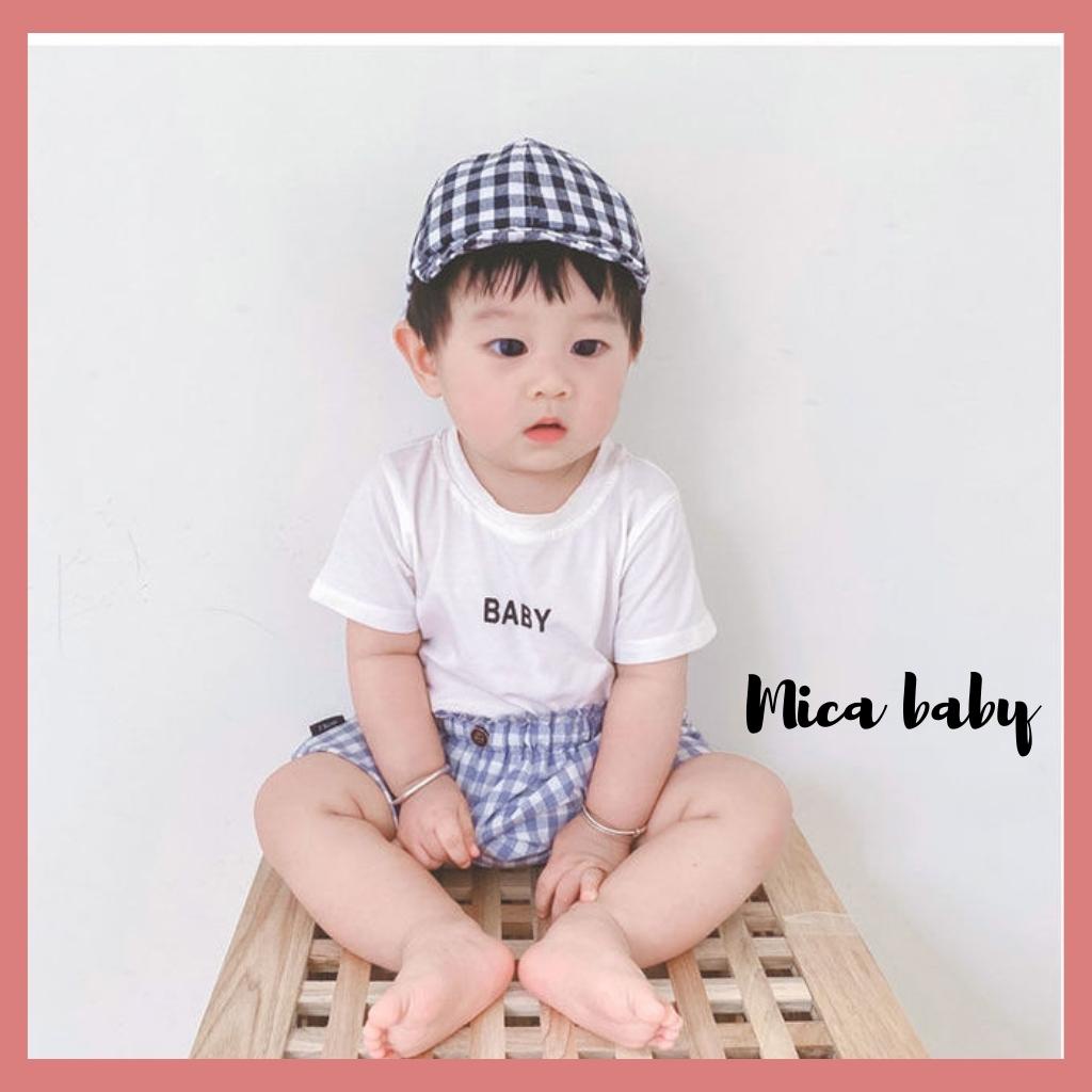Mũ lưỡi trai mềm họa tiết kẻ caro đáng yêu cho bé Mica Baby MH126