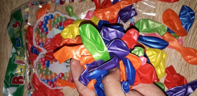 Sét 100 quả bong bóng xi loại tròn nhiều màu sắc khi bơm 36cm