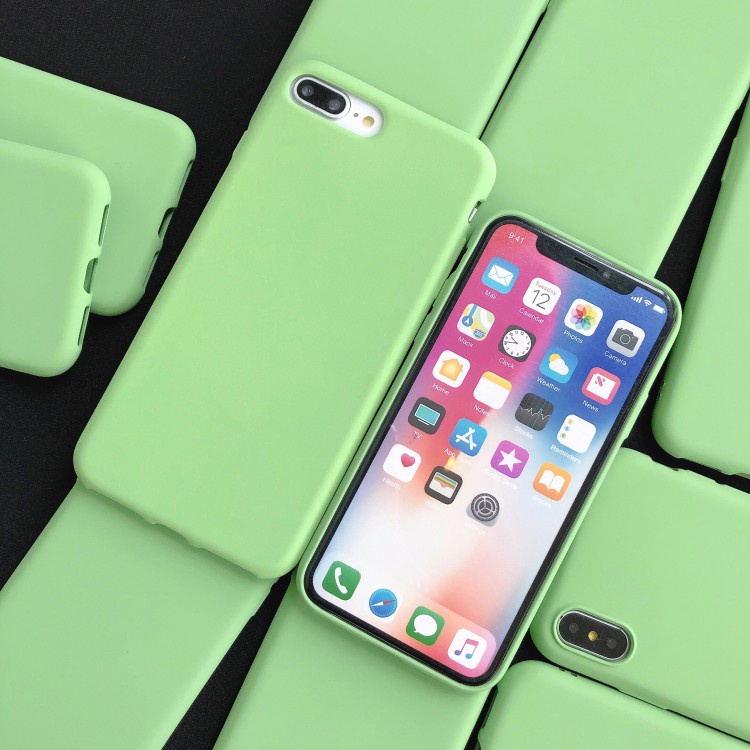 Samsung S9 S9PLUS S10 S10PLUS S7edge S21Ultra S21+ A12 A42 5G A6 A8 2018 A6Plus A6+ A8Plus A8+ Matcha green TPU silica gel solid color mobile phone case Simple plain mobile phone shell Soft shell of anti falling mobile phone protective cover