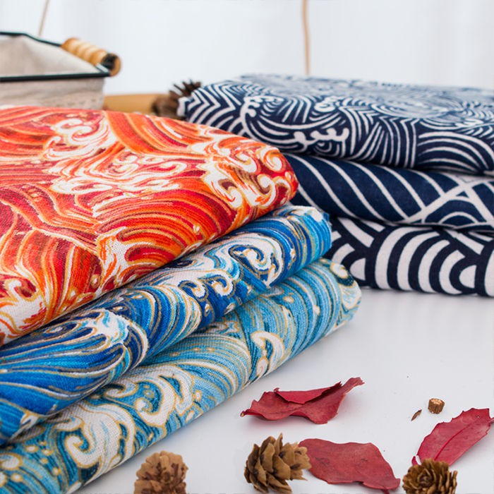 Tấm Vải Lanh Cotton Dày Dặn Họa Tiết Thổ Cẩm Phong Cách Nhật Bản