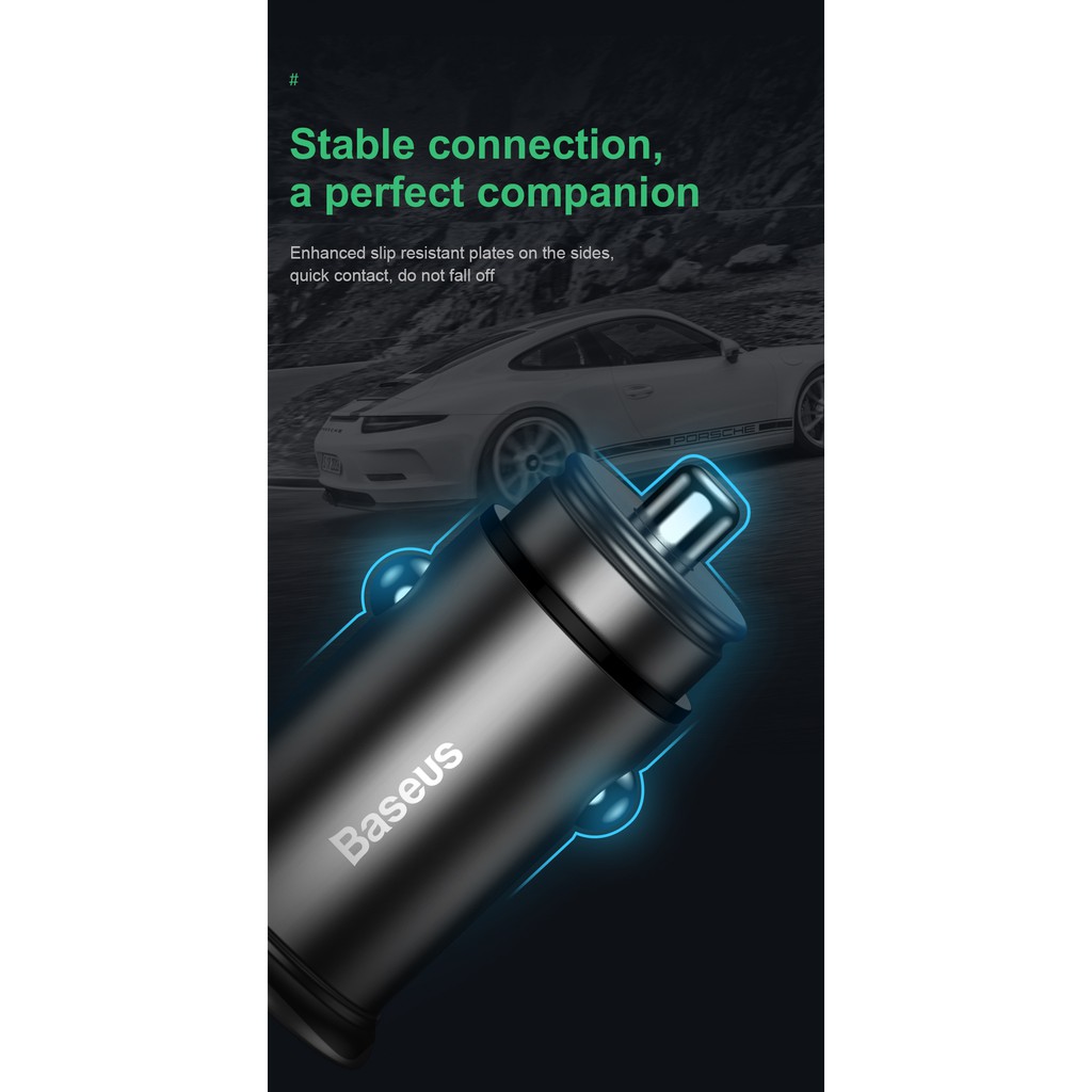 Tẩu sạc nhanh trên ô tô, xe hơi Baseus công suất 30W 2 cổng USB/USB + C, Sạc nhanh QC 4.0 cho điện thoại, t/bị điện tử.. | BigBuy360 - bigbuy360.vn