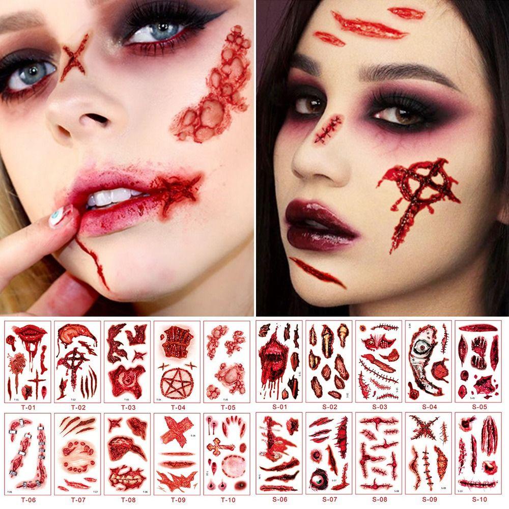 Gswltt 10 cái / bộ halloween face sticker hot halloween trang trí nội thất hình xăm không thấm nước