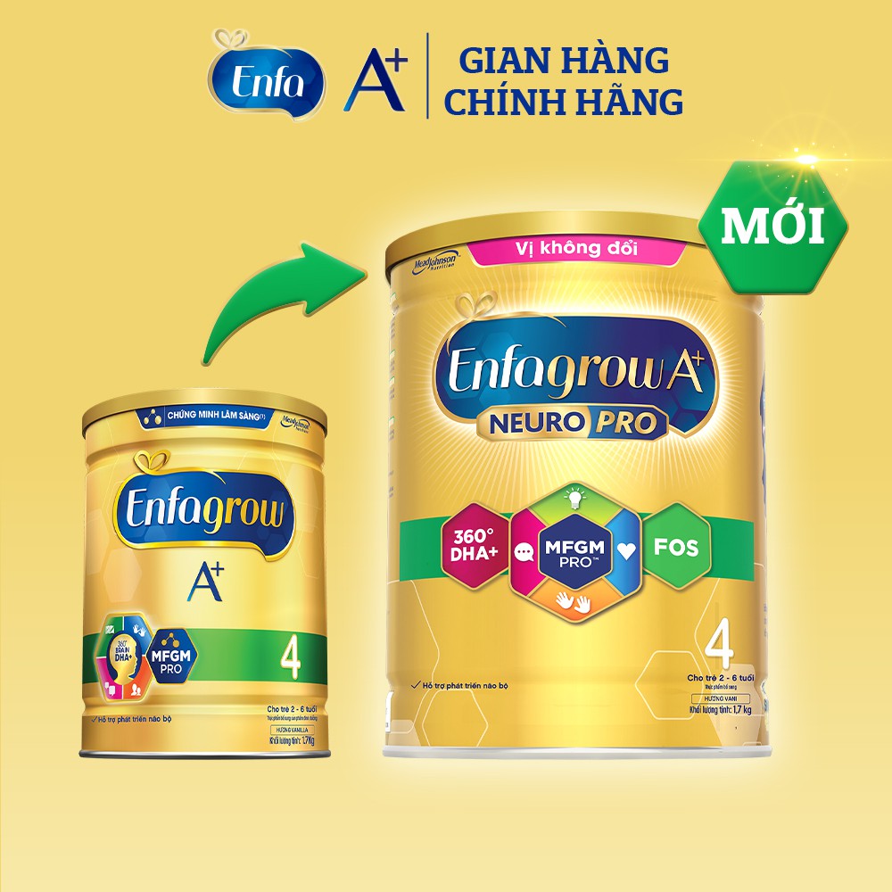 [MKB Gift] Sữa Bột Enfagrow A+ 4 - DHA &amp; MFGM vị không đổi - 1.7kg