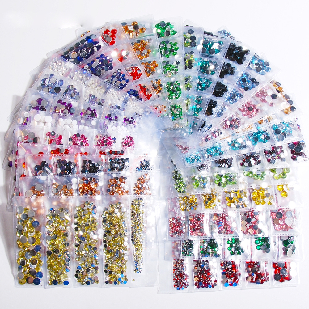 XIANSTORE 100Pcs 2-6mm Manicure DIY Decoration Nail Decals Flat Bottom 3D Glitter Nail