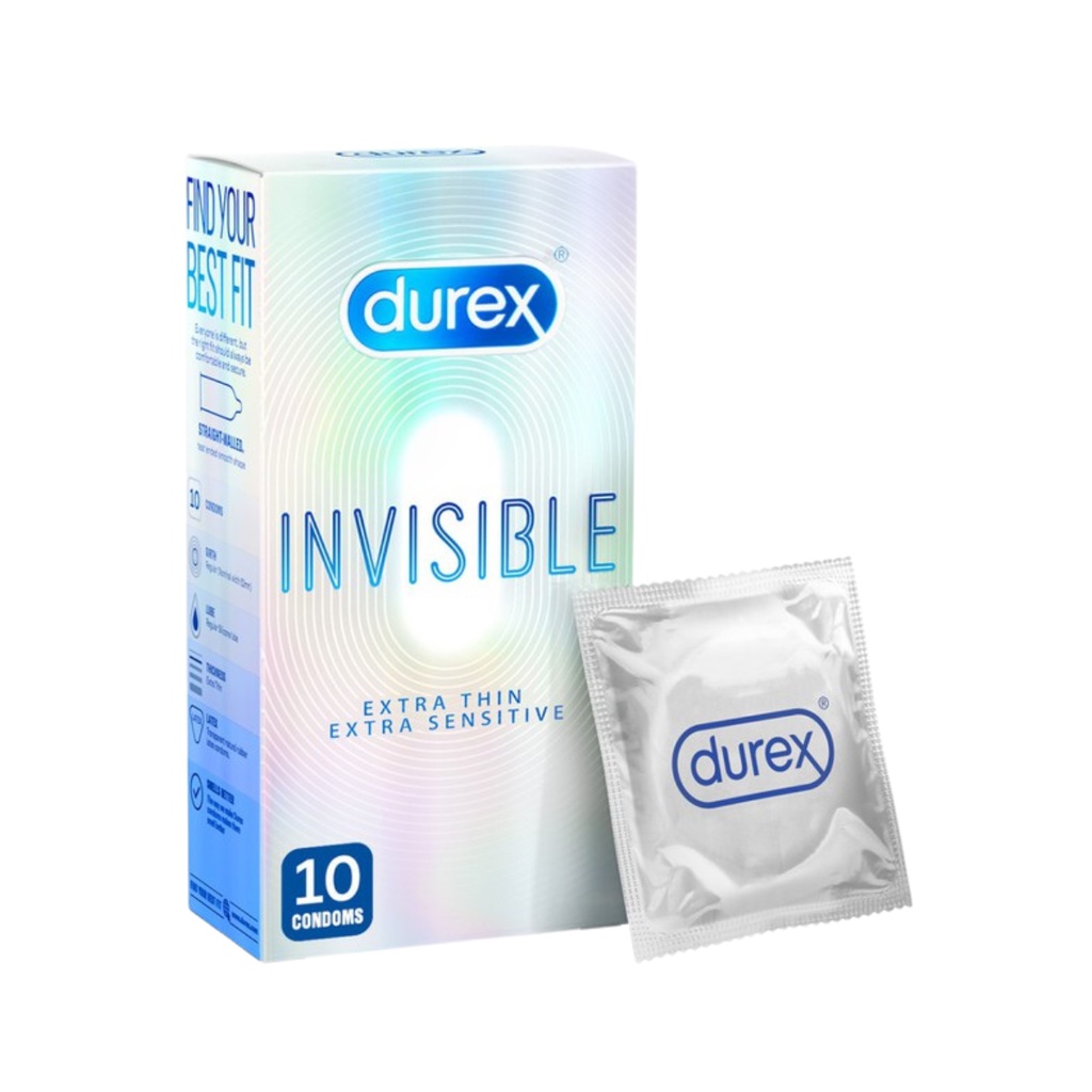 Bao cao su siêu mỏng Durex Invisible Extra Thin (10 Bao/Hộp). Bao cao su siêu mỏng, tăng cường gel, ôm sát, chân thật.