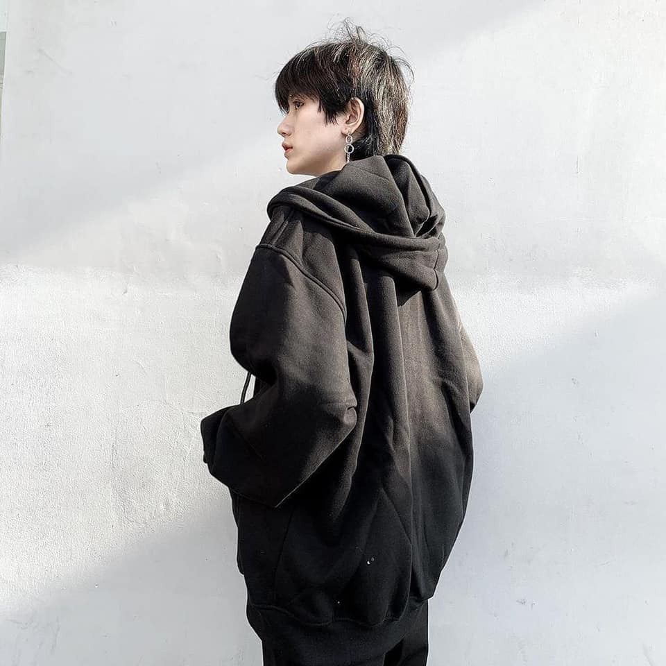 Áo Khoác Hoodie Nỉ Unisex [FREESHIP] 🌸 Phông thun dài tay bồng khóa kéo có mũ ulzzang màu Đen | Xám nam nữ HOT 🌸 | WebRaoVat - webraovat.net.vn