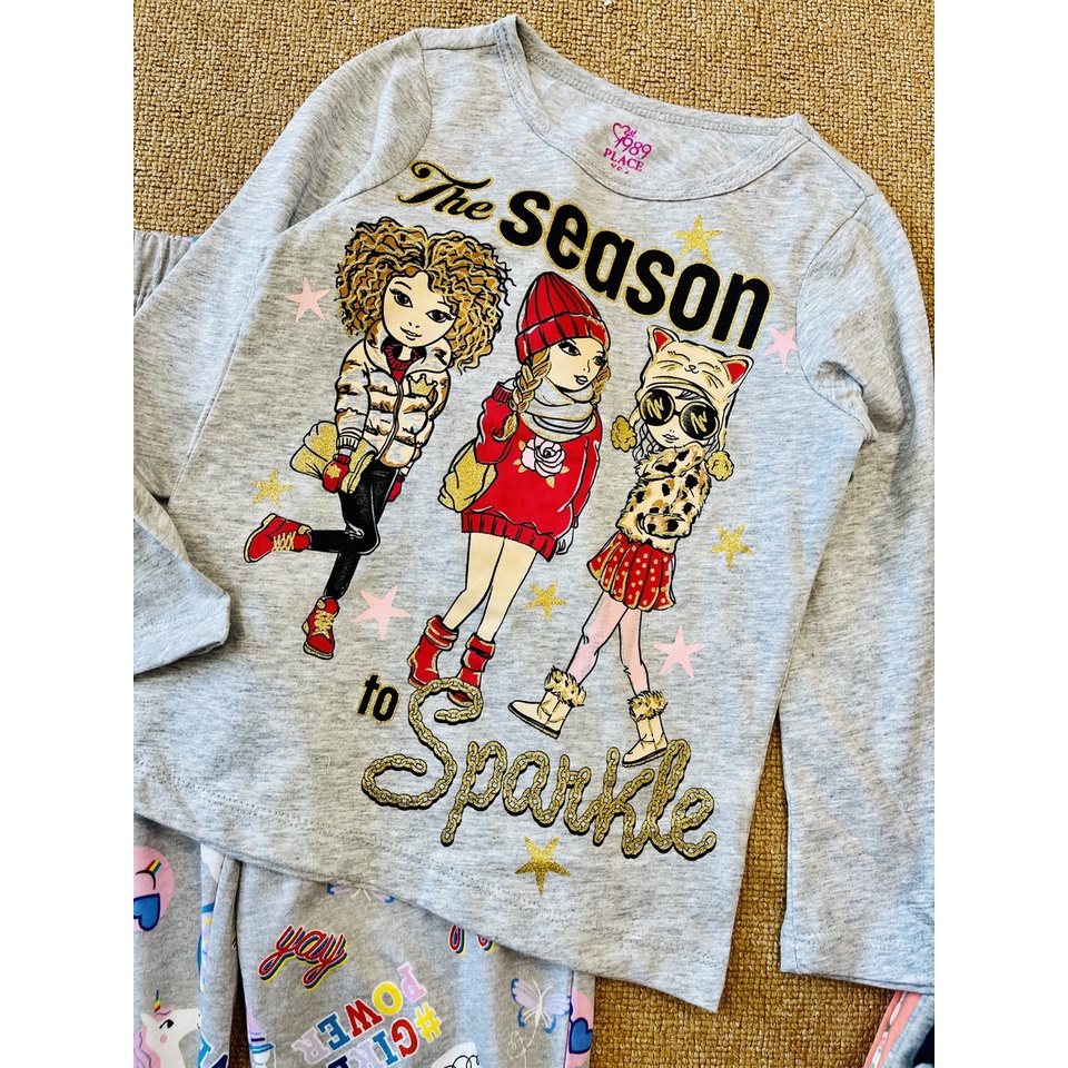 Bộ cotton dài tay bé gái đại Place