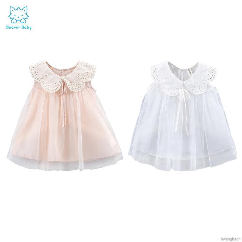 Đầm Sát Nách Phối Lưới Cho Bé Gái
