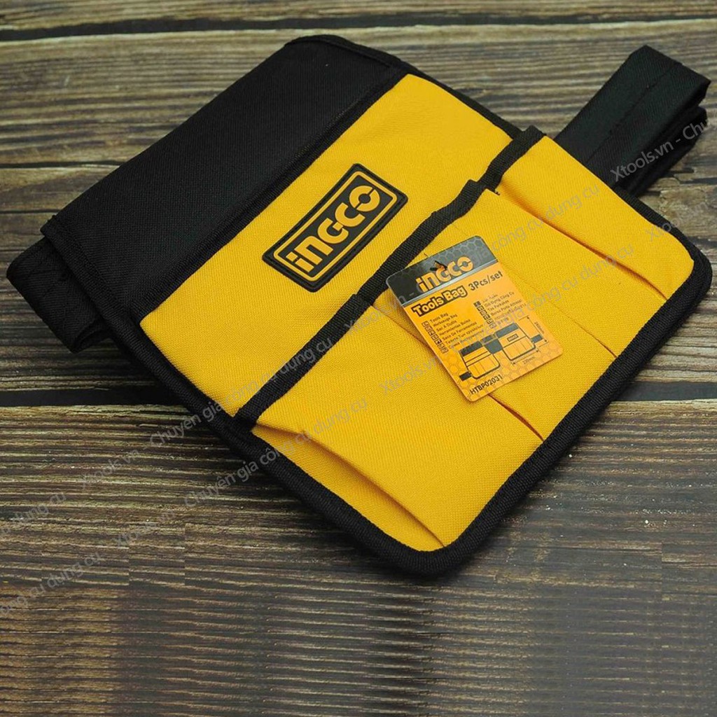 Túi đựng đồ nghề đeo hông INGCO HTBP02031 26x23cm, giỏ đựng dụng cụ phụ kiện polyester 600D có khoá cài siêu bền chắc