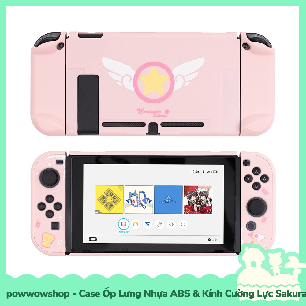 [Sẵn VN - Hỏa Tốc] Set Phụ Kiện Case Ốp Lưng, Kính Cường Lực Cho Máy Game Cầm Tay Nintendo Switch Sakura Theme