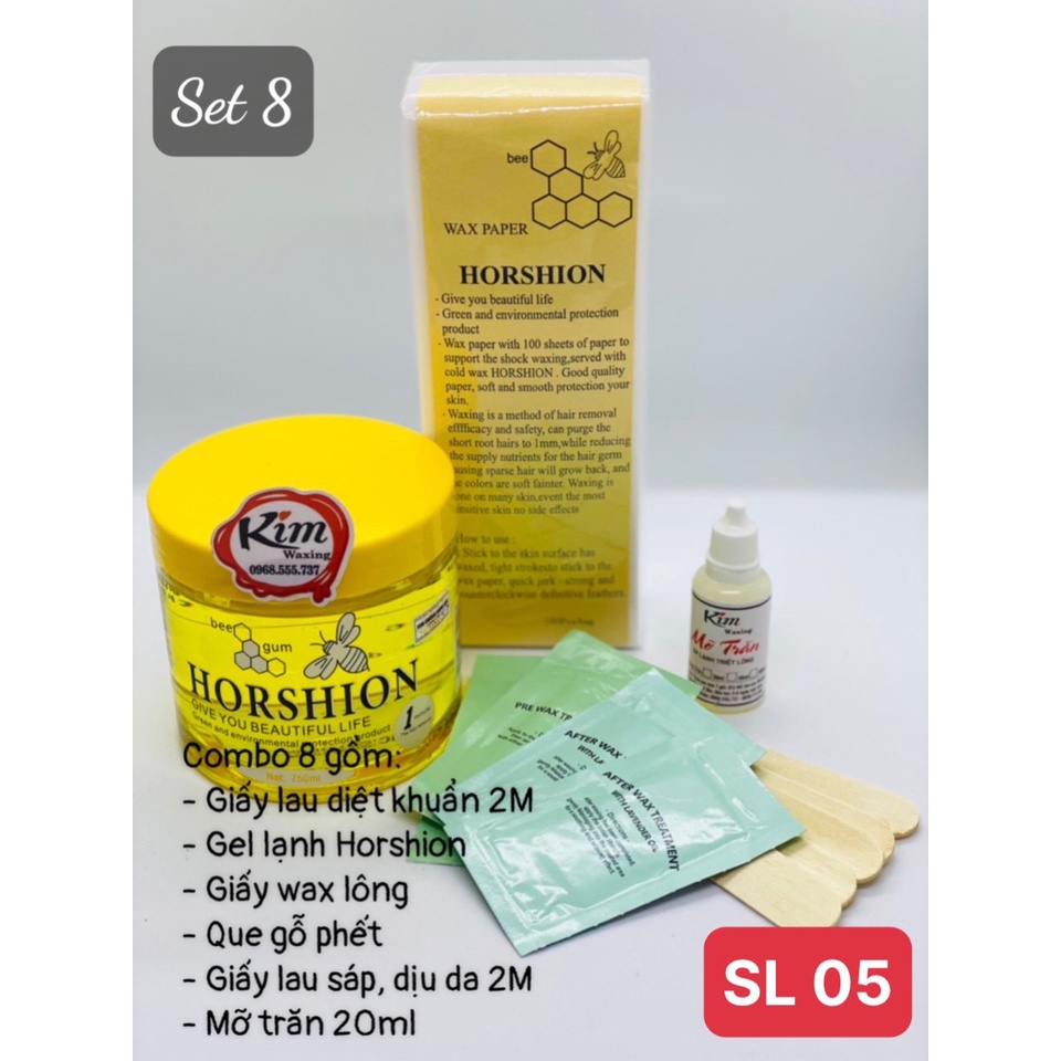 Set Gel wax lông lạnh Horshion Kèm Mỡ trăn 20ml kèm Giấy lau Sáp SL05