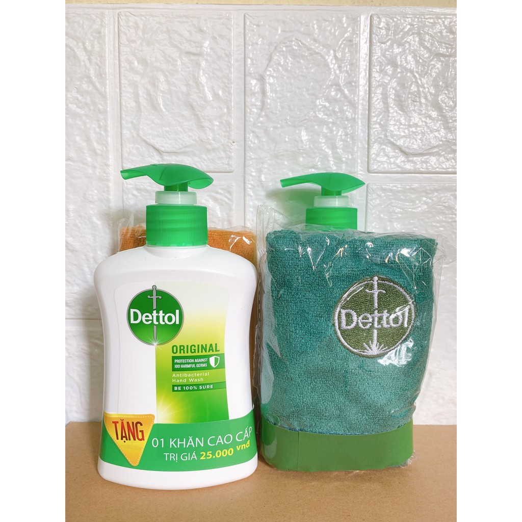 Nước rửa tay diệt khuẩn Dettol - Chai 250g Tặng kèm khăn