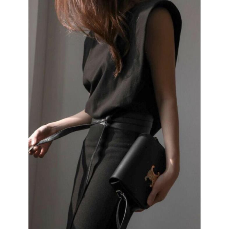 Áo thun Zara trơn độn vai hot trend 2020 (Đen huyền bí)  ྇