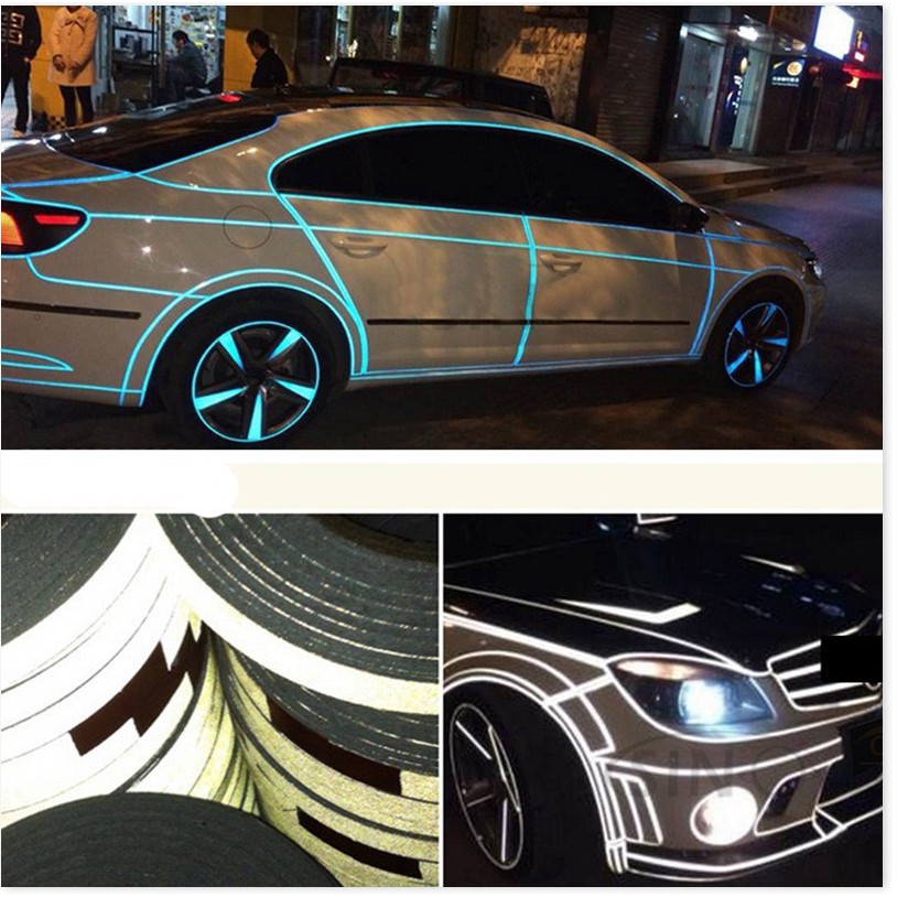 Miếng dán phản quang xe hơi SALE ️ Cuộn decal dán xe dạ quang 5m, giúp trang trí xe, thiết kế đơn giản 7450
