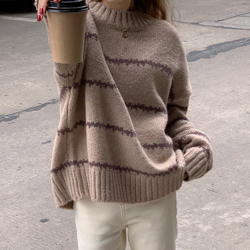 176706 |Bảng Phấn Mắt 3 Màu Thời Trang| Áo Sweater Tay Dài Dáng Rộng Màu Sắc Tương Phản Cá Tính