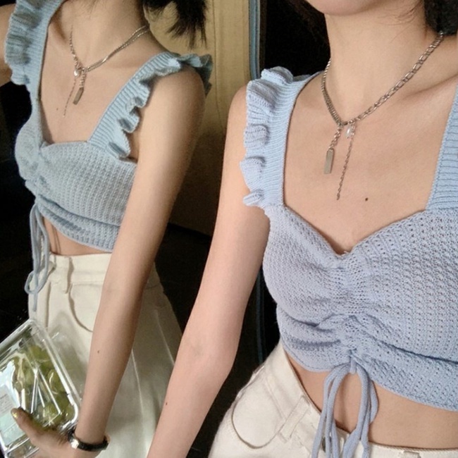 Áo dệt kim ZHELIHANGFEI hai dây gợi cảm cho nữ