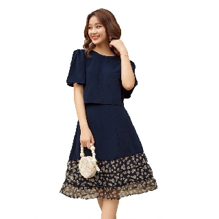 OLV - Set áo và chân váy Combine Floral in Navy
