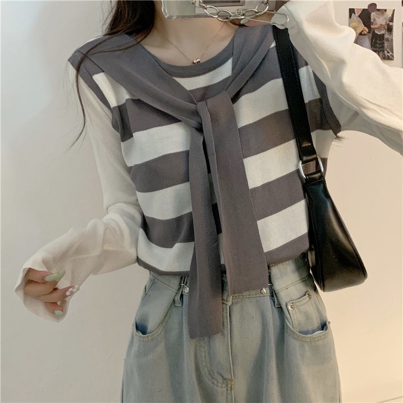 Áo Thun Nữ Tay Dài Giả Hai Lớp Thời Trang Quyến Rũ