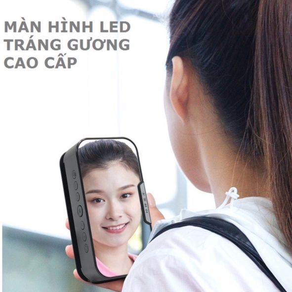 Loa bluetooth kiêm đồng hồ báo thức G10 Plus màn hình tráng gương hiển thị đèn led nghe đài fm radio