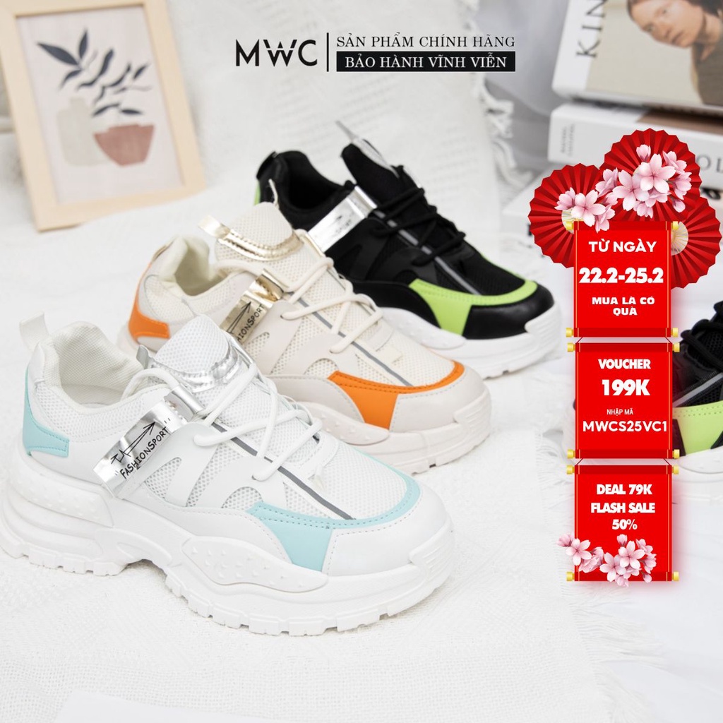 Giày Thể Thao Nữ MWC Sneaker Đế Cao Phối Dạ Quang Cá Tính NUTT- 0579