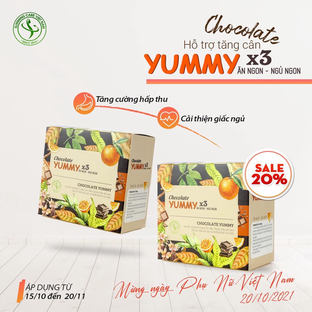 Socola tăng cân Slimming Care - Yummy Chocolate X3 hộp 15 viên