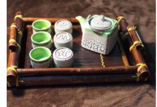 Bộ ấm chén men rạn kèm khay