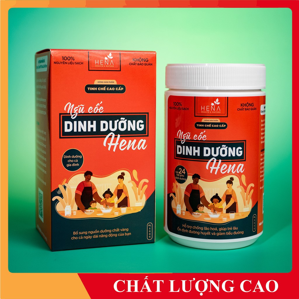 Ngũ Cốc Ăn Sáng Cao Cấp HENA 500g , Bột Ngũ Cốc Dinh Dưỡng Cho Cả Gia Đình [Chính Hãng 100% Thiên Nhiên].