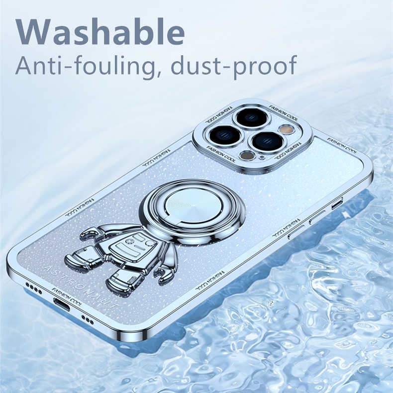 Ốp Điện Thoại Silicon Dẻo Tráng Gương Họa Tiết Phi Hành Gia Sang Trọng Chống Sốc Cho iPhone 13 12 11 Pro MAX XS MAX XR X 7 8 Plus