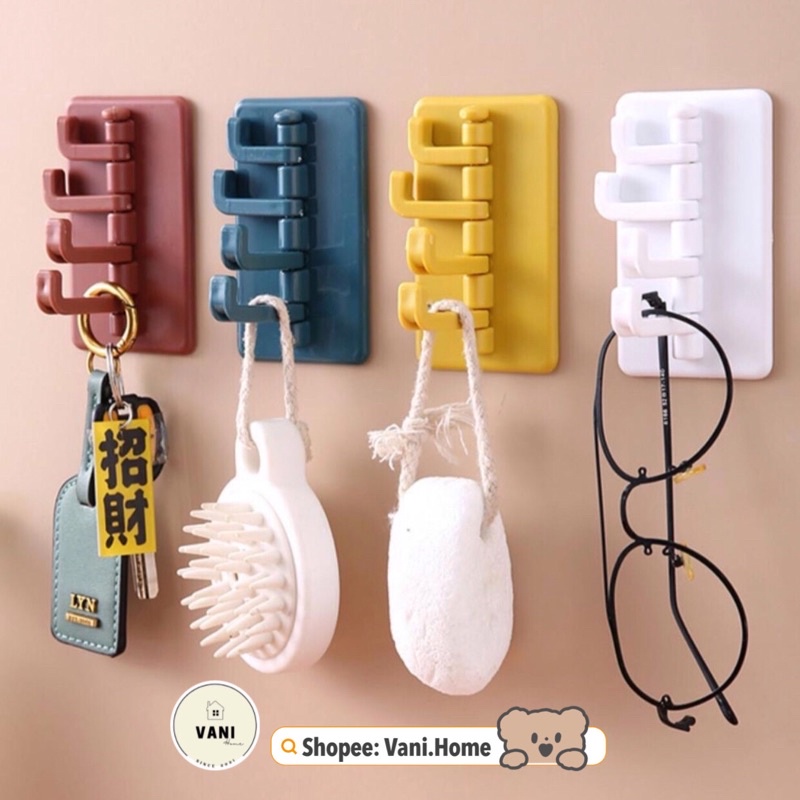Móc dán tường 4 chấu cây thông treo chìa khoá, đồ dùng nhà bếp, nhà tắm tiện lợi - Móc treo đồ 4 nhánh đa năng dán tường