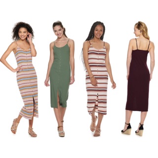 Đầm Midi MUDD phối nút xẻ tà (CÓ BIG SIZE)