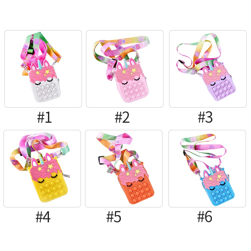 Túi đeo chéo đựng tiền xu hình kỳ lân cầu vồng dễ thương cho bé