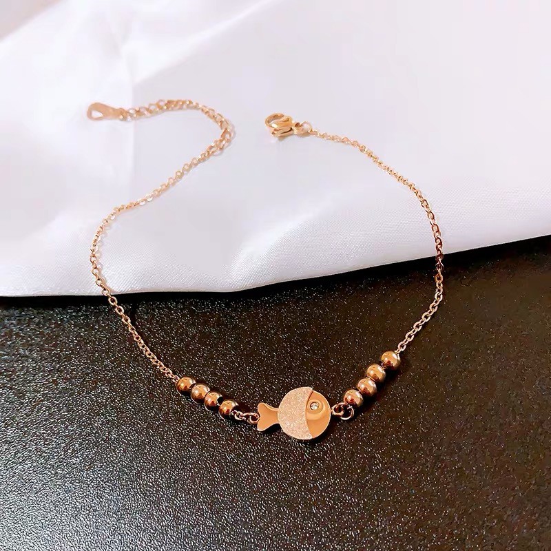 Lắc chân bằng thép titan phong cách Hàn Quốc thời trang chống nước/chống dị ứng hình số la mã/cáo/đồng xu nhỏ/cá nhỏ