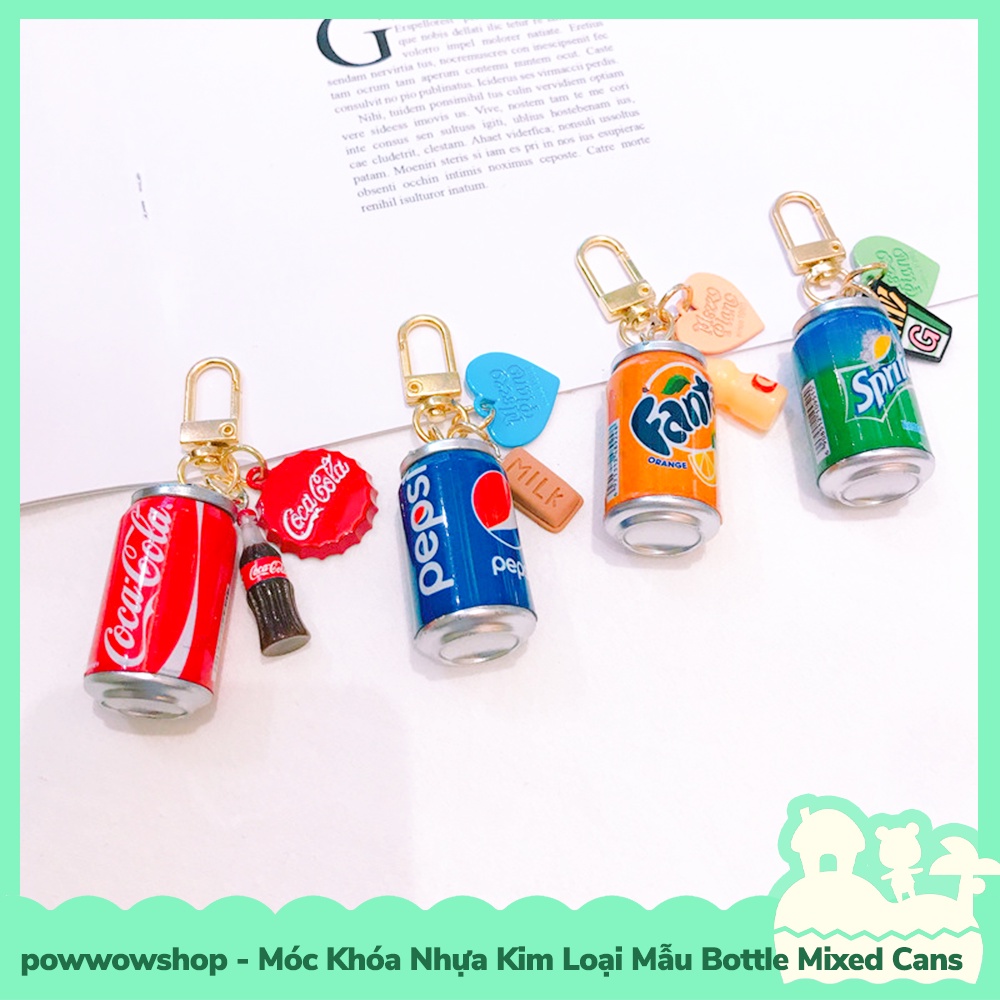 [Sẵn VN - Hỏa Tốc] Móc Khóa Nhựa Kim Loại Nhẹ Mẫu Bottle Mixed Cans Đơn Giản