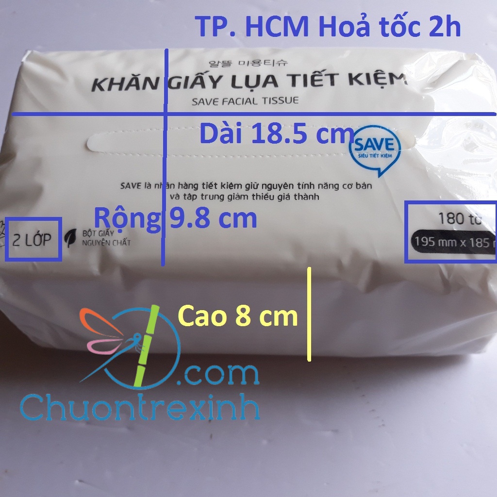 Khăn giấy rút lụa (2 lớp) tiết kiệm Choice L VinaTissue Elène 180 tờ/gói Lotte Hàn Quốc loại chuẩn xịn