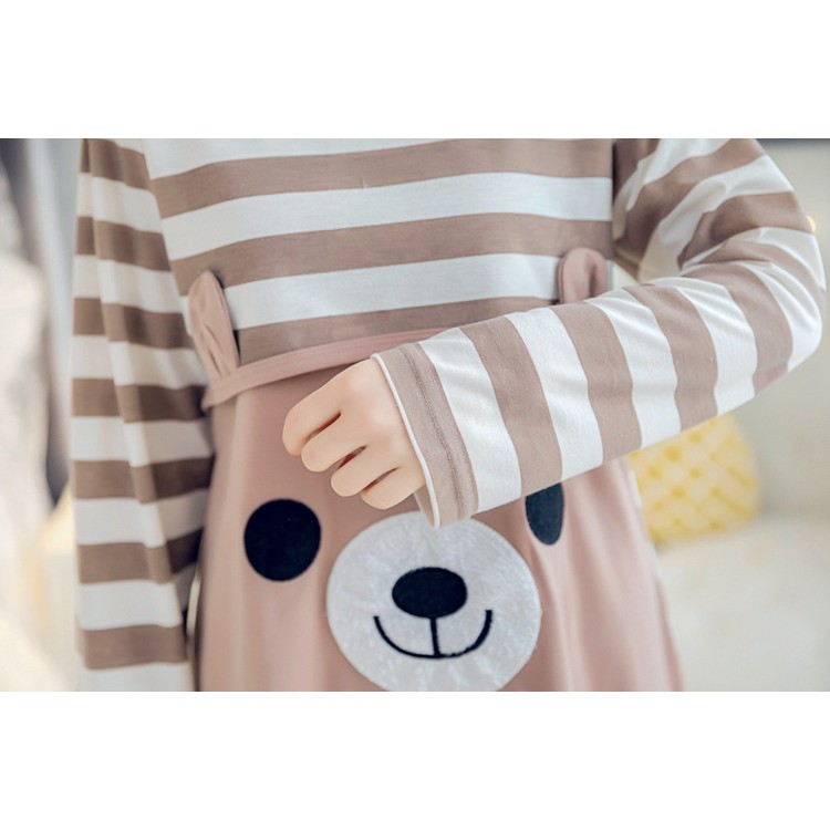 Đồ bộ bầu và sau sinh cho con bú dài tay gấu nâu có bigsize 80kg - BND223