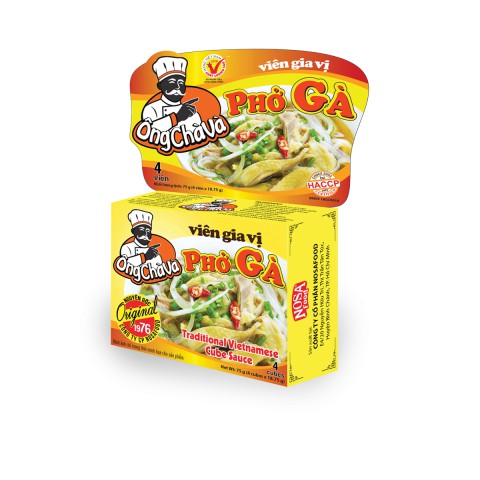 VIÊN GIA VỊ NẤU PHỞ GÀ ÔNG CHÀ VÀ 75GR/4 VIÊN, cách nấu Phở Gà thơm ngon chỉ bằng viên gia vị, đơn giản và nhanh chóng