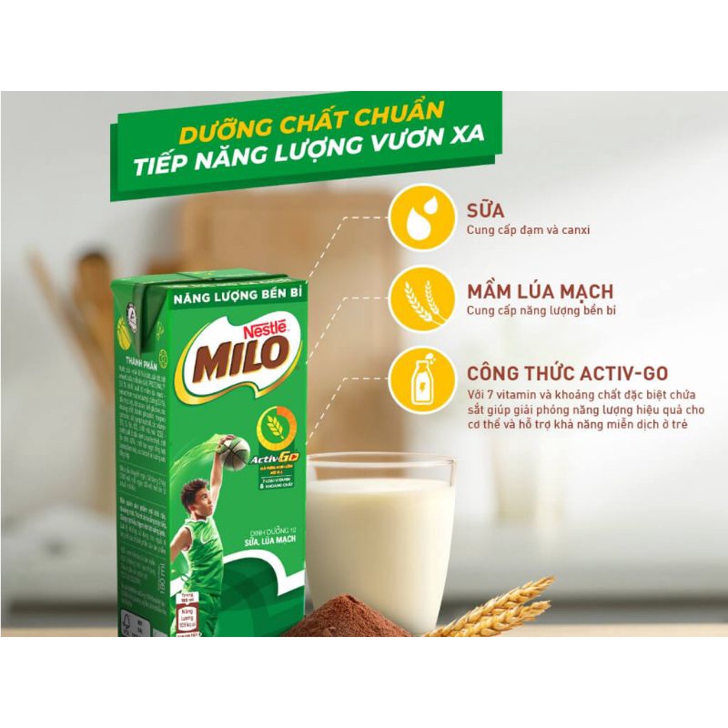 Lốc 4 hộp sữa uống Milo Active 180ml