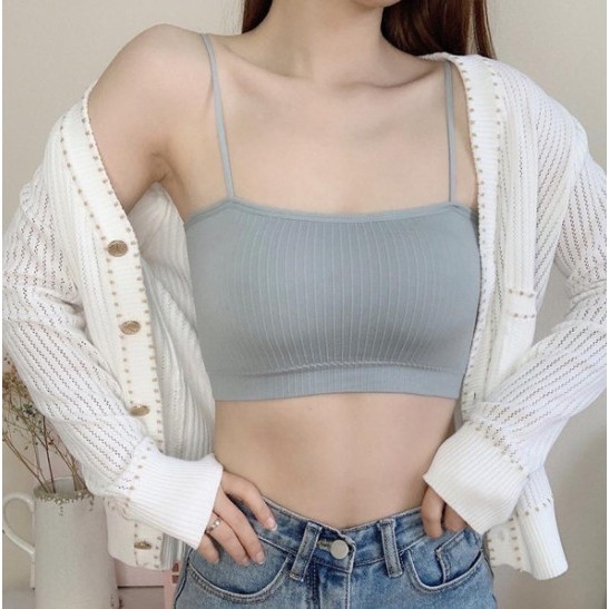 Áo Bra Croptop Hai Dây Với Đệm Ngực Gợi Cảm Dành Cho Nữ (giao màu gẫu Nhiên)