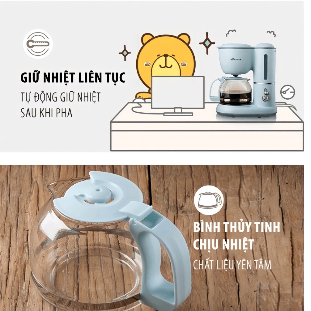 Máy pha cà phê mini Bear KFJ-A06K1 chính hãng máy pha cafe viên nén Espresso tặng kèm 100gr bột café Arabica