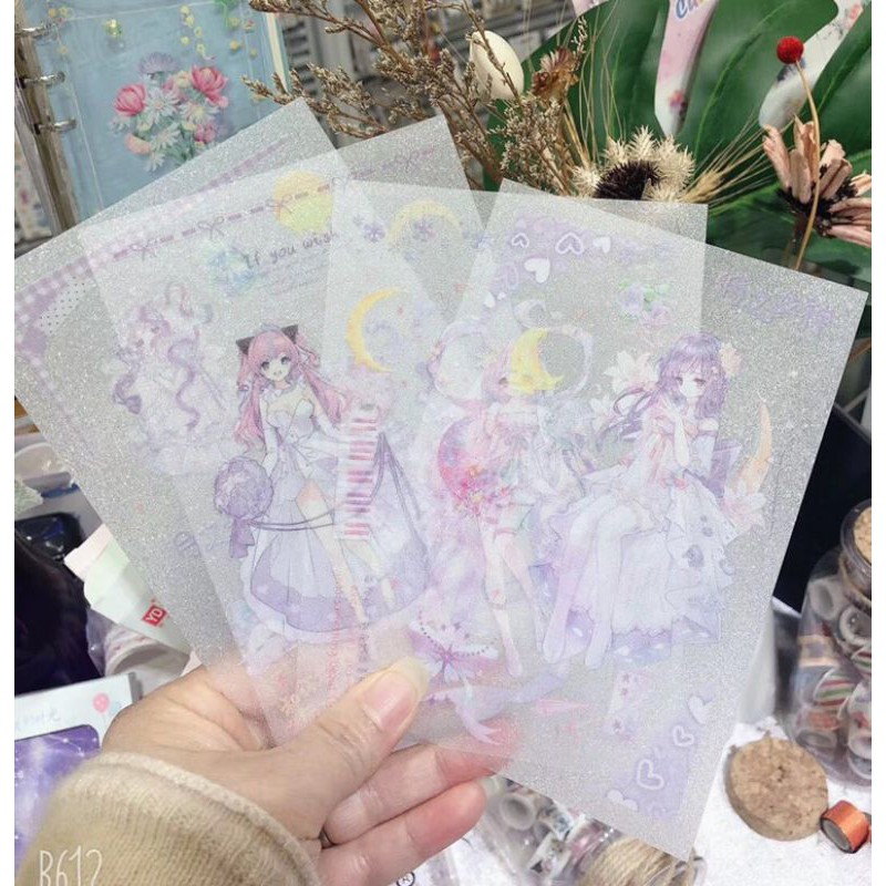 Set 4 tấm sticker trang trí anime hoạt hình dễ thương