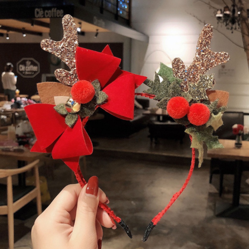 Băng đô cài tóc hình sừng tuần lộc dễ thương cho nữ