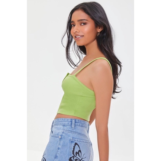 Áo Croptop FOREVER21 hai dây thun gân xuất xịn